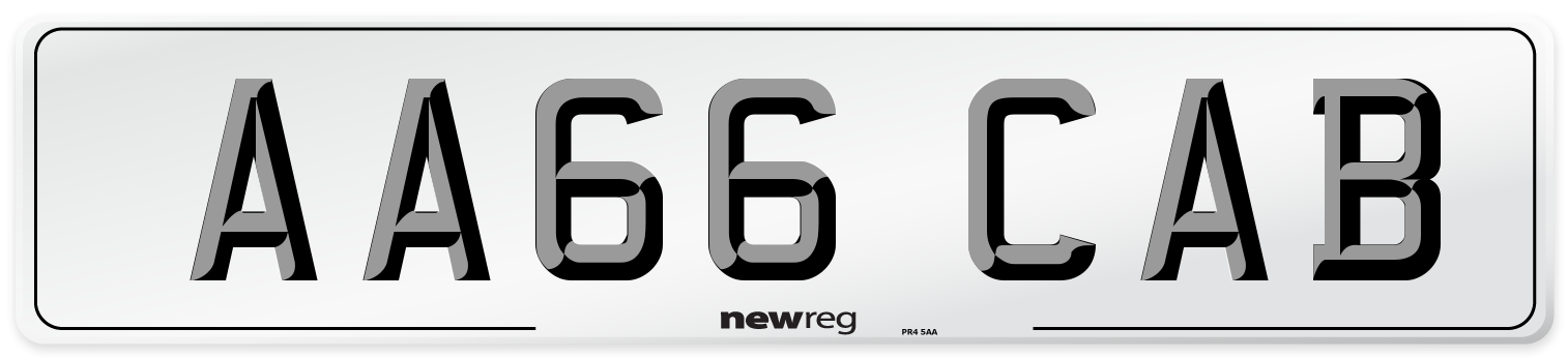 AA66 CAB Number Plate from New Reg